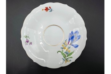 ドイツ製　Meissen(マイセン)　ベーシックフラワー　二つ花デザイン　気品漂うトリオ2客セット　(R-087292)