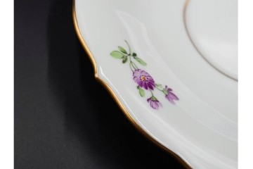 ドイツ製　Meissen(マイセン)　ベーシックフラワー　二つ花デザイン　気品漂うトリオ2客セット　(R-087292)