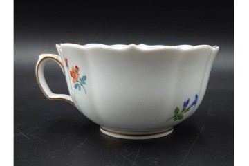 ドイツ製　Meissen(マイセン)　ベーシックフラワー　二つ花デザイン　気品漂うトリオ2客セット　(R-087292)