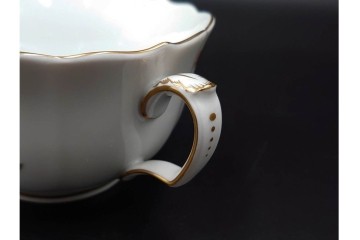 ドイツ製　Meissen(マイセン)　ベーシックフラワー　二つ花デザイン　気品漂うトリオ2客セット　(R-087292)