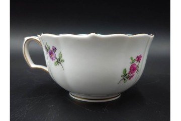 ドイツ製　Meissen(マイセン)　ベーシックフラワー　二つ花デザイン　気品漂うトリオ2客セット　(R-087293)