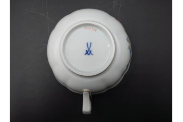 ドイツ製　Meissen(マイセン)　ベーシックフラワー　二つ花デザイン　気品漂うトリオ2客セット　(R-087293)