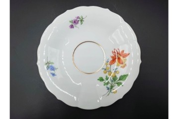 ドイツ製　Meissen(マイセン)　ベーシックフラワー　二つ花デザイン　気品漂うトリオ2客セット　(R-087293)