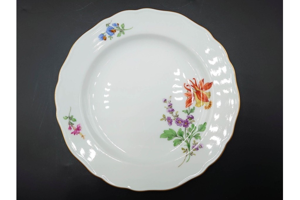 ドイツ製　Meissen(マイセン)　ベーシックフラワー　二つ花デザイン　気品漂うトリオ2客セット　(R-087293)