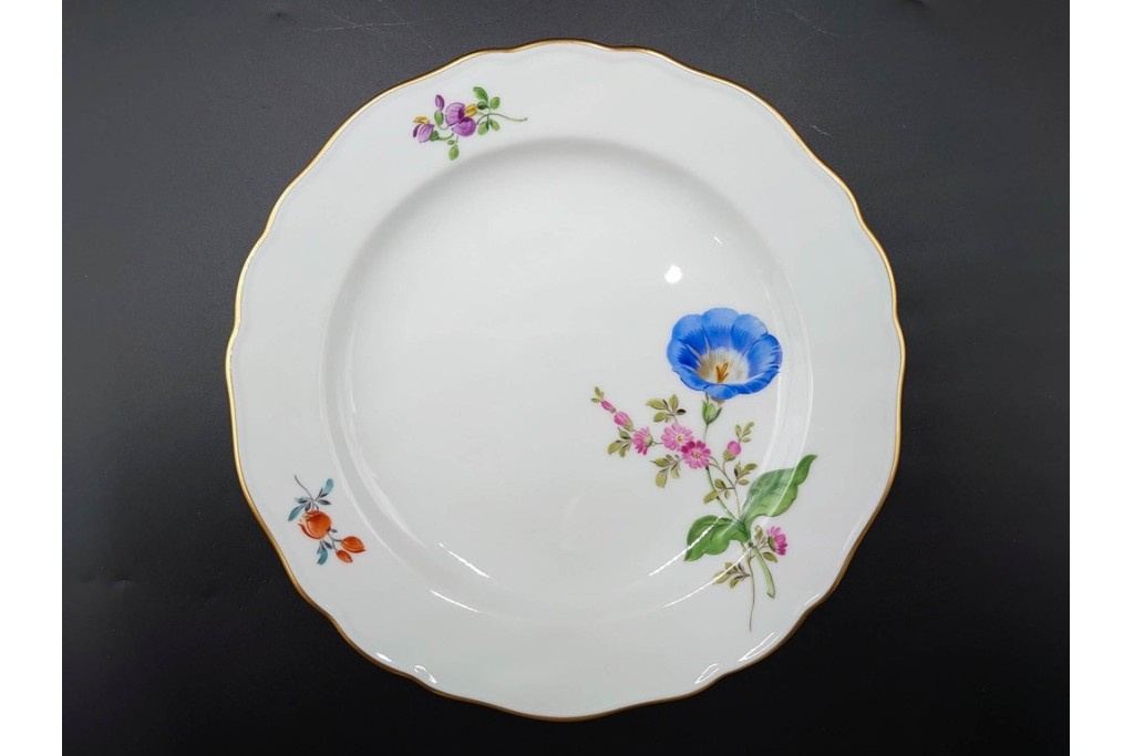 ドイツ製　Meissen(マイセン)　ベーシックフラワー　二つ花デザイン　気品漂うトリオ2客セット　(R-087293)