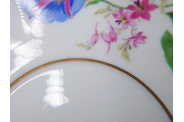 ドイツ製　Meissen(マイセン)　ベーシックフラワー　二つ花デザイン　気品漂うトリオ2客セット　(R-087293)