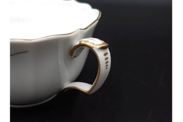 ドイツ製　Meissen(マイセン)　ベーシックフラワー　二つ花デザイン　気品漂うトリオ2客セット　(R-087294)