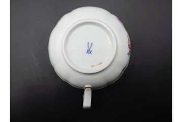 ドイツ製　Meissen(マイセン)　ベーシックフラワー　二つ花デザイン　気品漂うトリオ2客セット　(R-087294)