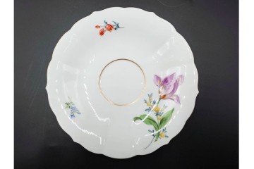 ドイツ製　Meissen(マイセン)　ベーシックフラワー　二つ花デザイン　気品漂うトリオ2客セット　(R-087294)