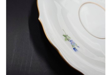 ドイツ製　Meissen(マイセン)　ベーシックフラワー　二つ花デザイン　気品漂うトリオ2客セット　(R-087294)