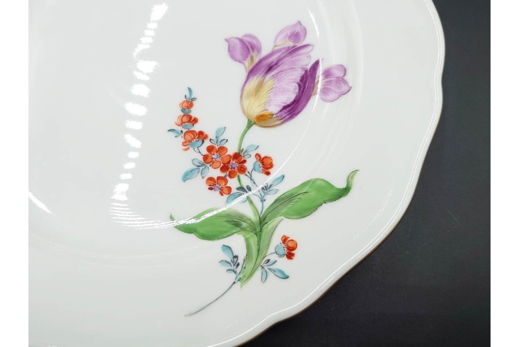 ドイツ製　Meissen(マイセン)　ベーシックフラワー　二つ花デザイン　気品漂うトリオ2客セット　(R-087294)