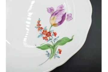 ドイツ製　Meissen(マイセン)　ベーシックフラワー　二つ花デザイン　気品漂うトリオ2客セット　(R-087294)