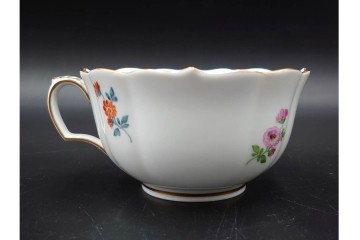 ドイツ製　Meissen(マイセン)　ベーシックフラワー　二つ花デザイン　気品漂うトリオ2客セット　(R-087294)