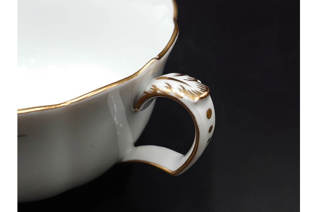 ドイツ製　Meissen(マイセン)　ベーシックフラワー　二つ花デザイン　気品漂うトリオ2客セット　(R-087294)