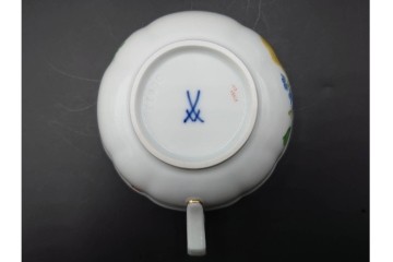 ドイツ製　Meissen(マイセン)　ベーシックフラワー　二つ花デザイン　気品漂うトリオ2客セット　(R-087294)