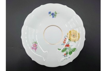 ドイツ製　Meissen(マイセン)　ベーシックフラワー　二つ花デザイン　気品漂うトリオ2客セット　(R-087294)