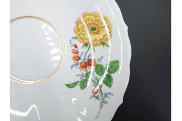 ドイツ製　Meissen(マイセン)　ベーシックフラワー　二つ花デザイン　気品漂うトリオ2客セット　(R-087294)