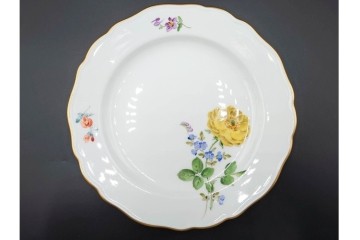ドイツ製　Meissen(マイセン)　ベーシックフラワー　二つ花デザイン　気品漂うトリオ2客セット　(R-087294)