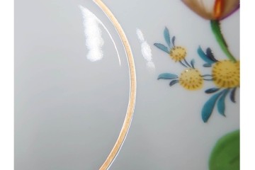 ドイツ製　Meissen(マイセン)　ベーシックフラワー　二つ花デザイン　気品漂うトリオ2客セット　(R-087294)