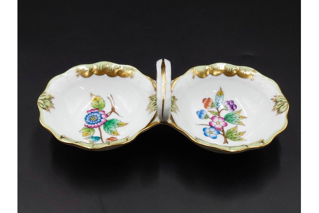 ハンガリー製　HEREND(ヘレンド)　オープンシュガー2点(フルーツアラカルト、ウィーンの薔薇)　ジャム・マーマレード(ヴィクトリア・ブーケ)　洋食器3点セット　(R-087296)