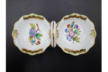 ハンガリー製　HEREND(ヘレンド)　オープンシュガー2点(フルーツアラカルト、ウィーンの薔薇)　ジャム・マーマレード(ヴィクトリア・ブーケ)　洋食器3点セット　(R-087296)