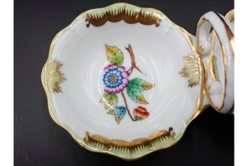 ハンガリー製　HEREND(ヘレンド)　オープンシュガー2点(フルーツアラカルト、ウィーンの薔薇)　ジャム・マーマレード(ヴィクトリア・ブーケ)　洋食器3点セット　(R-087296)