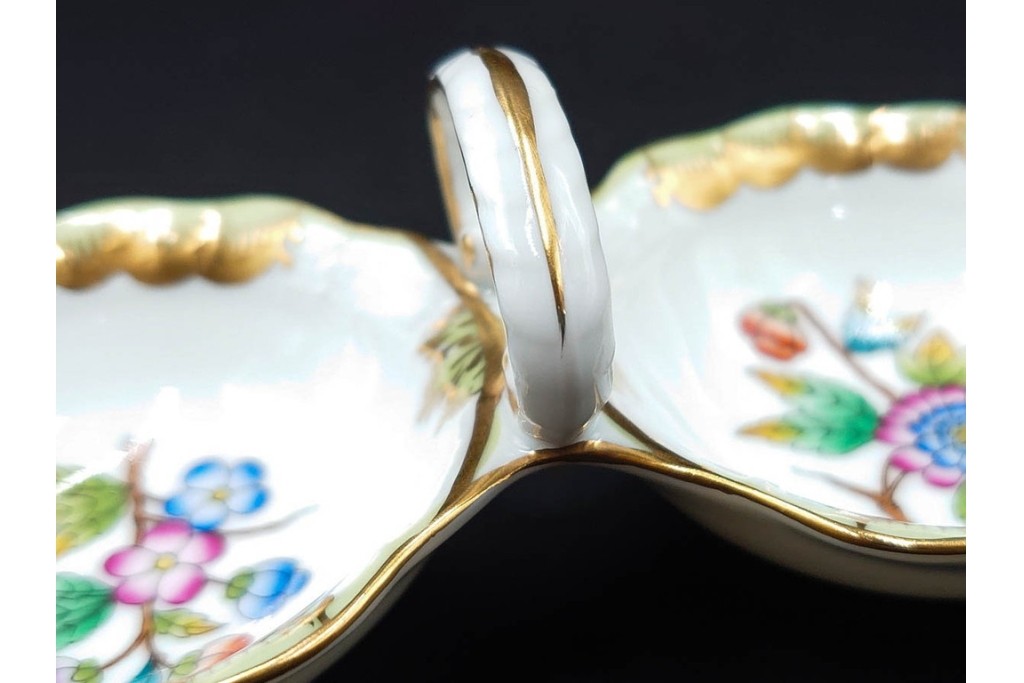 ハンガリー製　HEREND(ヘレンド)　オープンシュガー2点(フルーツアラカルト、ウィーンの薔薇)　ジャム・マーマレード(ヴィクトリア・ブーケ)　洋食器3点セット　(R-087296)