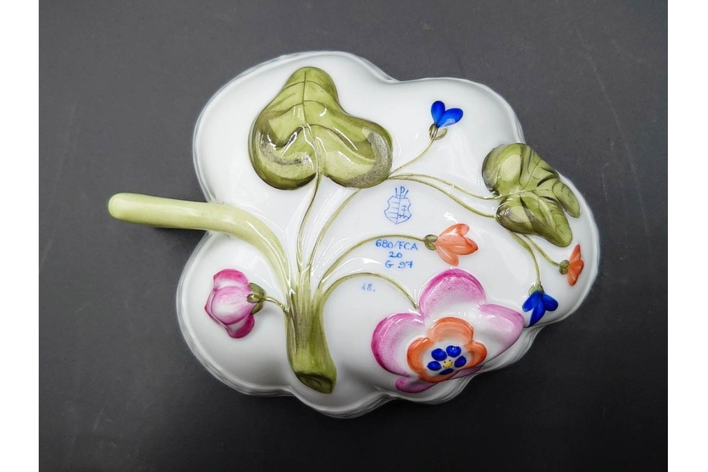 ハンガリー製　HEREND(ヘレンド)　オープンシュガー2点(フルーツアラカルト、ウィーンの薔薇)　ジャム・マーマレード(ヴィクトリア・ブーケ)　洋食器3点セット　(R-087296)