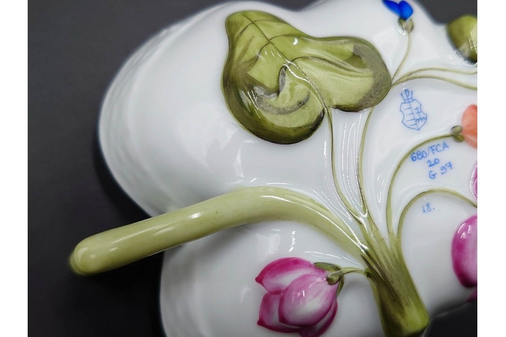 ハンガリー製　HEREND(ヘレンド)　オープンシュガー2点(フルーツアラカルト、ウィーンの薔薇)　ジャム・マーマレード(ヴィクトリア・ブーケ)　洋食器3点セット　(R-087296)