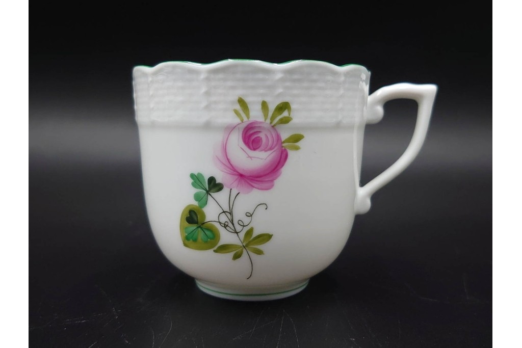 ハンガリー製　HEREND(ヘレンド)　ウィーンの薔薇　カップ&ソーサー3客・クリーマー・オープンシュガーのセット　(R-087297)