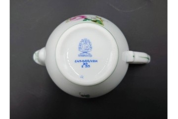 ハンガリー製　HEREND(ヘレンド)　ウィーンの薔薇　カップ&ソーサー3客・クリーマー・オープンシュガーのセット　(R-087297)