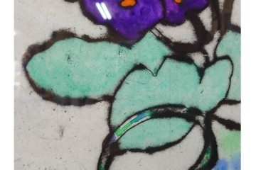 真作　サイン&メッセージ入り　リチャード・スペア(Richard Spare)　73/150　ドライポイント(銅版画)・水彩画　「Purple African Violet(パープル・アフリカン・バイオレット)」　(R-087299)