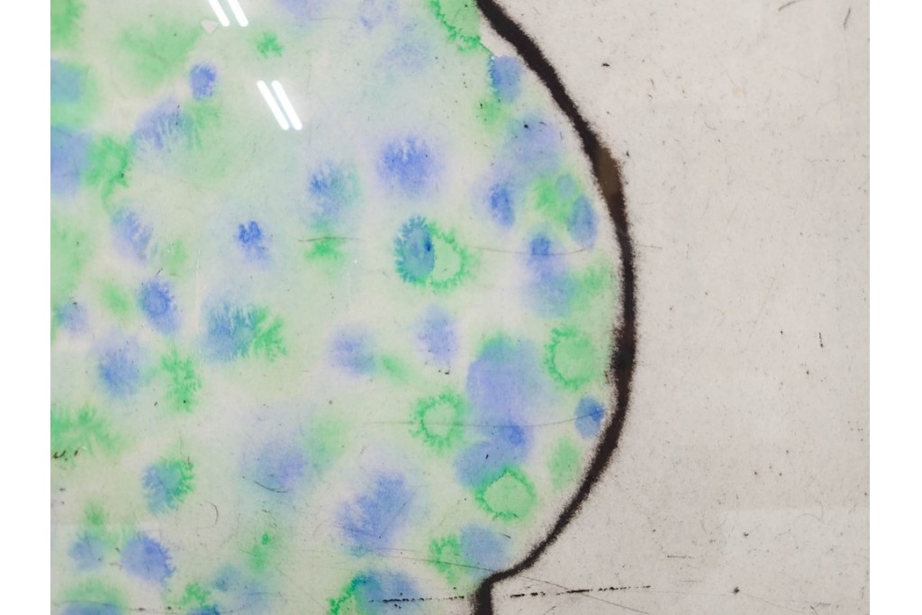 真作　サイン&メッセージ入り　リチャード・スペア(Richard Spare)　73/150　ドライポイント(銅版画)・水彩画　「Purple African Violet(パープル・アフリカン・バイオレット)」　(R-087299)