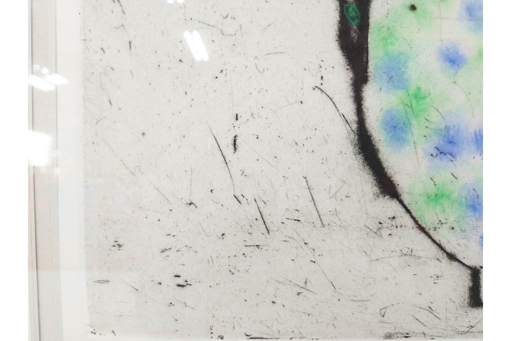 真作　サイン&メッセージ入り　リチャード・スペア(Richard Spare)　73/150　ドライポイント(銅版画)・水彩画　「Purple African Violet(パープル・アフリカン・バイオレット)」　(R-087299)