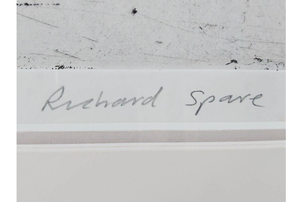 真作　サイン&メッセージ入り　リチャード・スペア(Richard Spare)　73/150　ドライポイント(銅版画)・水彩画　「Purple African Violet(パープル・アフリカン・バイオレット)」　(R-087299)