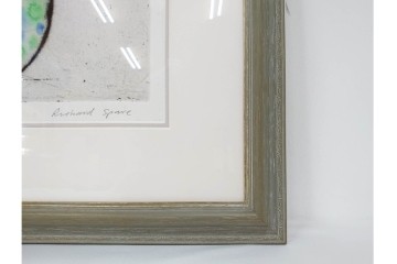 真作　サイン&メッセージ入り　リチャード・スペア(Richard Spare)　73/150　ドライポイント(銅版画)・水彩画　「Purple African Violet(パープル・アフリカン・バイオレット)」　(R-087299)