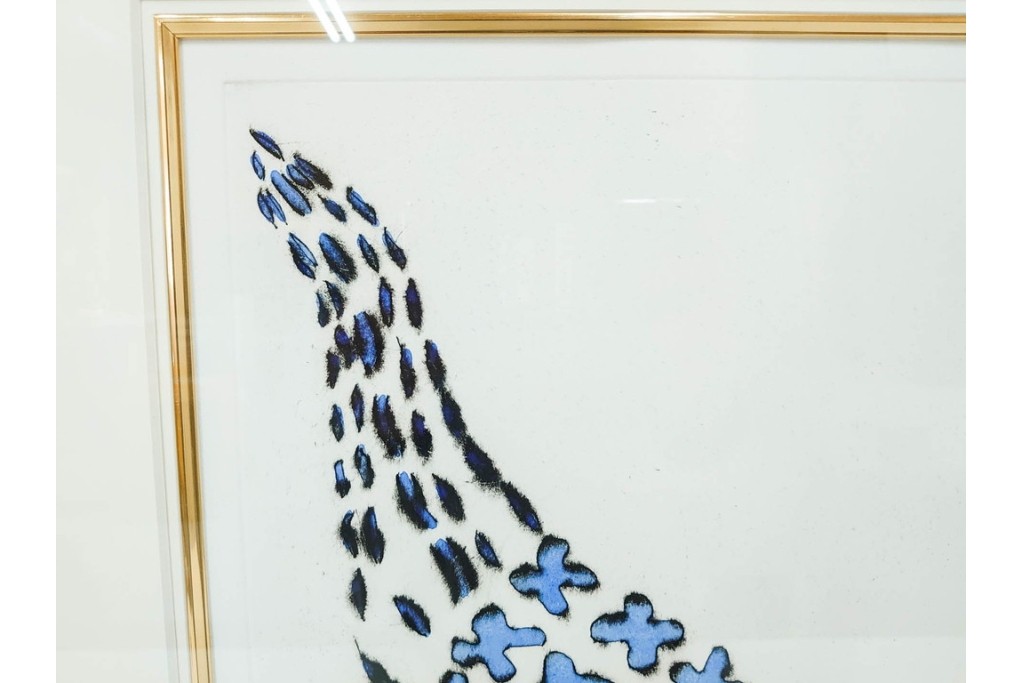 真作　サイン&メッセージ入り　リチャード・スペア(Richard Spare)　3/75　ドライポイント(銅版画)・水彩画　「Hearts and Flowers(ハートと花)」　外箱付き　(R-087300)