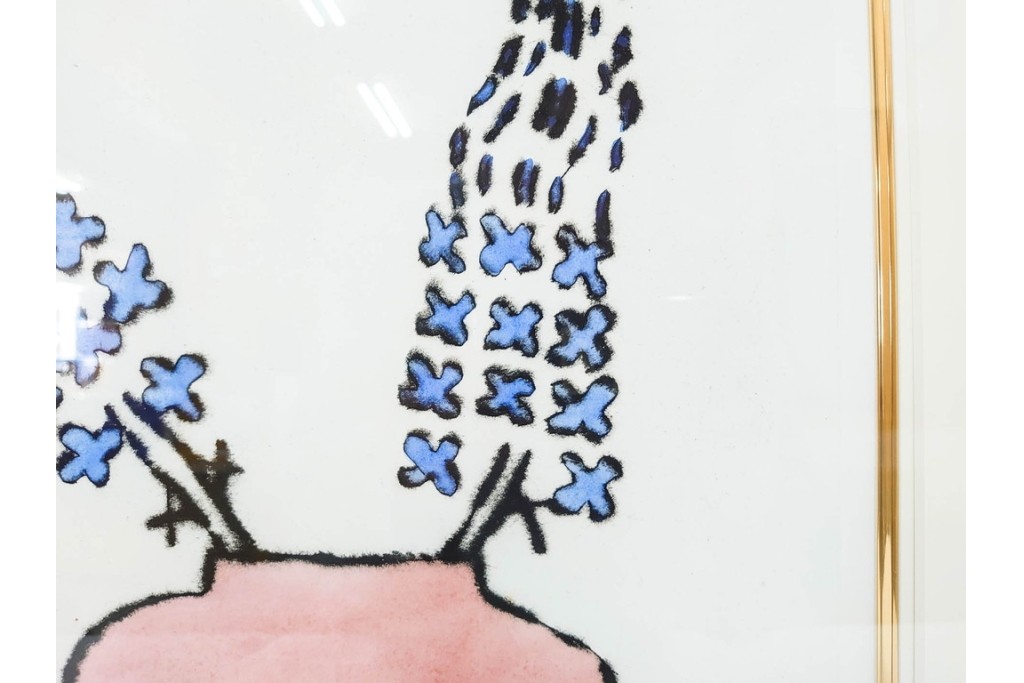 真作　サイン&メッセージ入り　リチャード・スペア(Richard Spare)　3/75　ドライポイント(銅版画)・水彩画　「Hearts and Flowers(ハートと花)」　外箱付き　(R-087300)