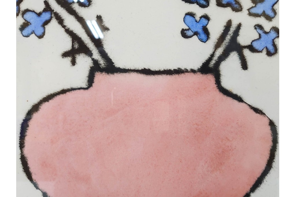 真作　サイン&メッセージ入り　リチャード・スペア(Richard Spare)　3/75　ドライポイント(銅版画)・水彩画　「Hearts and Flowers(ハートと花)」　外箱付き　(R-087300)