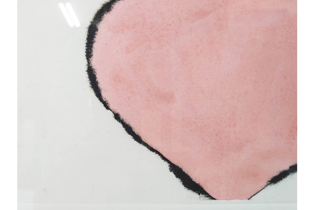 真作　サイン&メッセージ入り　リチャード・スペア(Richard Spare)　3/75　ドライポイント(銅版画)・水彩画　「Hearts and Flowers(ハートと花)」　外箱付き　(R-087300)