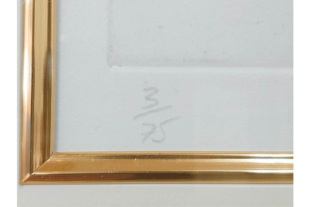 真作　サイン&メッセージ入り　リチャード・スペア(Richard Spare)　3/75　ドライポイント(銅版画)・水彩画　「Hearts and Flowers(ハートと花)」　外箱付き　(R-087300)