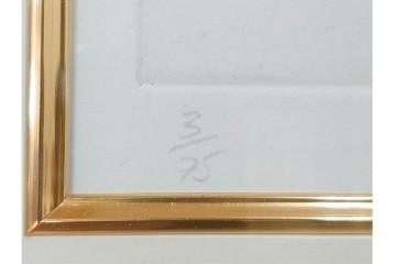 真作　サイン&メッセージ入り　リチャード・スペア(Richard Spare)　3/75　ドライポイント(銅版画)・水彩画　「Hearts and Flowers(ハートと花)」　外箱付き　(R-087300)