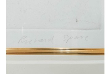真作　サイン&メッセージ入り　リチャード・スペア(Richard Spare)　3/75　ドライポイント(銅版画)・水彩画　「Hearts and Flowers(ハートと花)」　外箱付き　(R-087300)