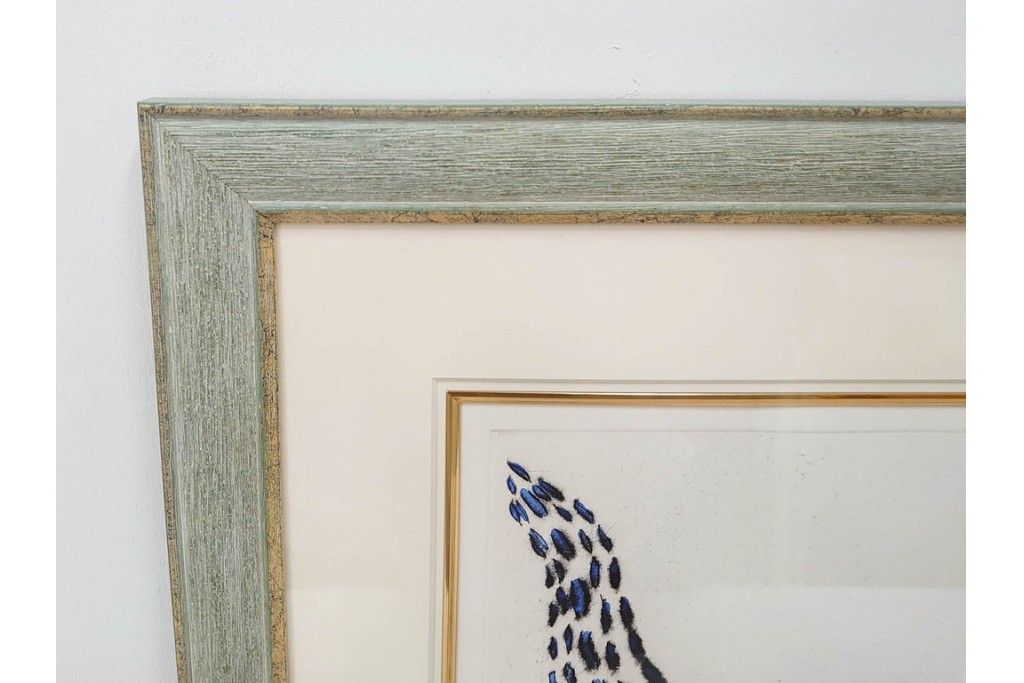 真作　サイン&メッセージ入り　リチャード・スペア(Richard Spare)　3/75　ドライポイント(銅版画)・水彩画　「Hearts and Flowers(ハートと花)」　外箱付き　(R-087300)