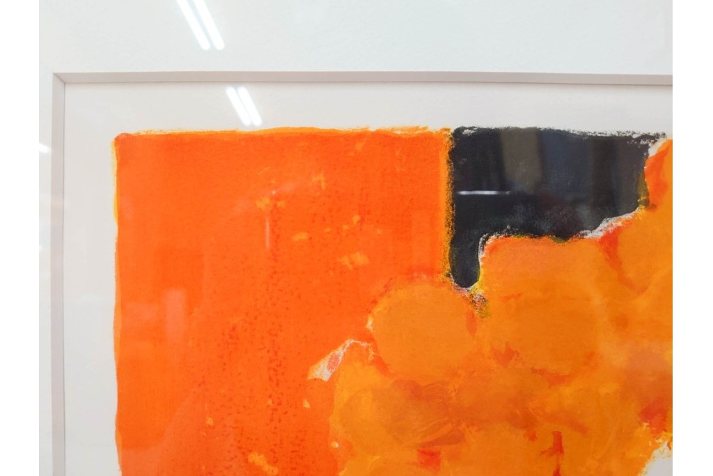 真作　1994年制作　ベルナール・カトラン(Bernard Cathelin)　13/75　「インドバラとゼラニウム」　サイン付きのリトグラフ　証明書・外箱付き　(R-087302)