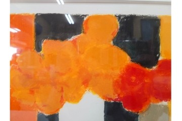 真作　1994年制作　ベルナール・カトラン(Bernard Cathelin)　13/75　「インドバラとゼラニウム」　サイン付きのリトグラフ　証明書・外箱付き　(R-087302)