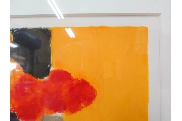 真作　1994年制作　ベルナール・カトラン(Bernard Cathelin)　13/75　「インドバラとゼラニウム」　サイン付きのリトグラフ　証明書・外箱付き　(R-087302)