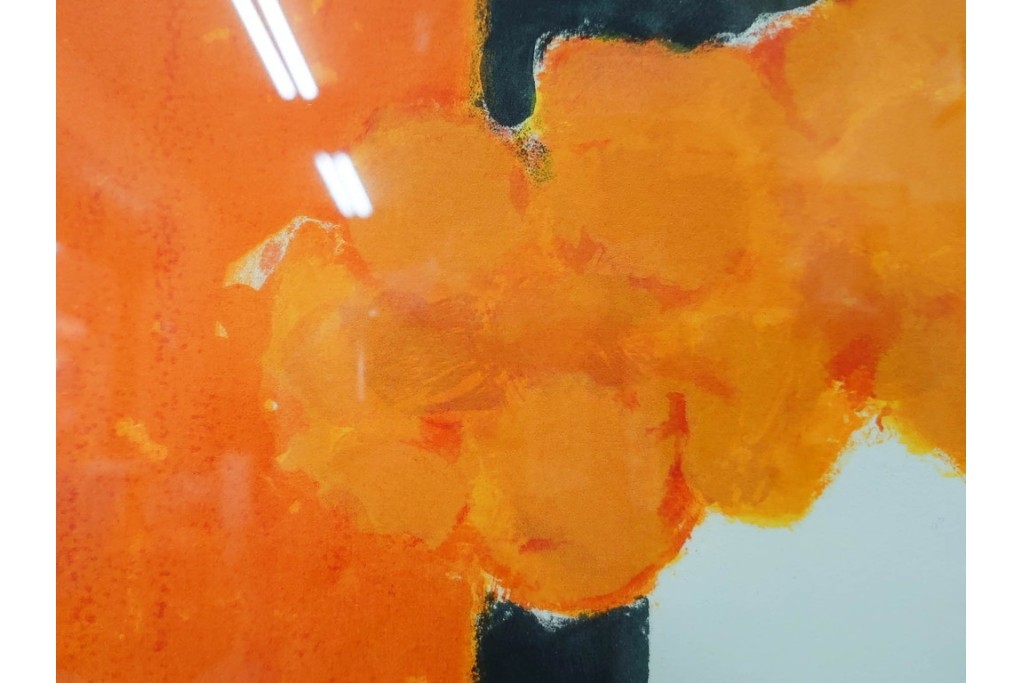 真作　1994年制作　ベルナール・カトラン(Bernard Cathelin)　13/75　「インドバラとゼラニウム」　サイン付きのリトグラフ　証明書・外箱付き　(R-087302)