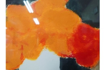 真作　1994年制作　ベルナール・カトラン(Bernard Cathelin)　13/75　「インドバラとゼラニウム」　サイン付きのリトグラフ　証明書・外箱付き　(R-087302)