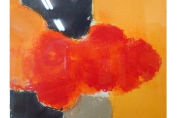 真作　1994年制作　ベルナール・カトラン(Bernard Cathelin)　13/75　「インドバラとゼラニウム」　サイン付きのリトグラフ　証明書・外箱付き　(R-087302)